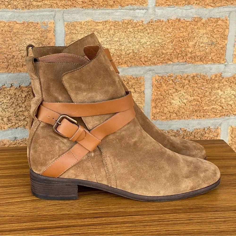 See by Chloe Janis Suede Belted Ankle Boots size 40/9.5